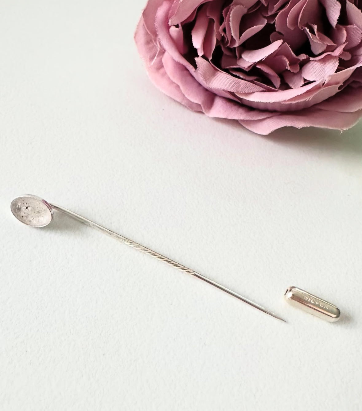 In Memory Oval Tie Pin/ Dress Pin in Sterling Silver